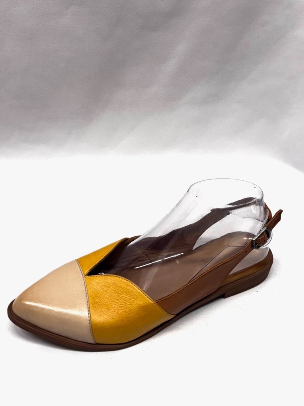 MIZ MOOZ FLORIE WOMEN'S SLING BACK LEATHER FLATS MULTI BRANDY 37EU / 7US # T-215 - Picture 4 of 5